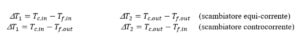 equazione scambiatore equi corrente e scambiatore controcorrente